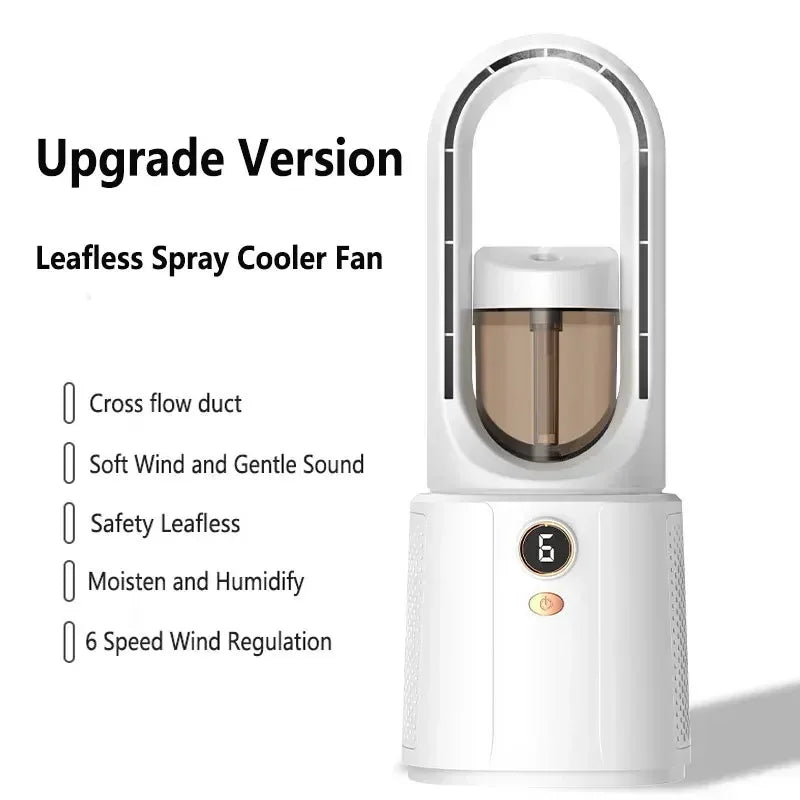 Bladeloze USB Ventilator – Draagbare & Stilte Bevochtigende Ventilator met Nachtlamp