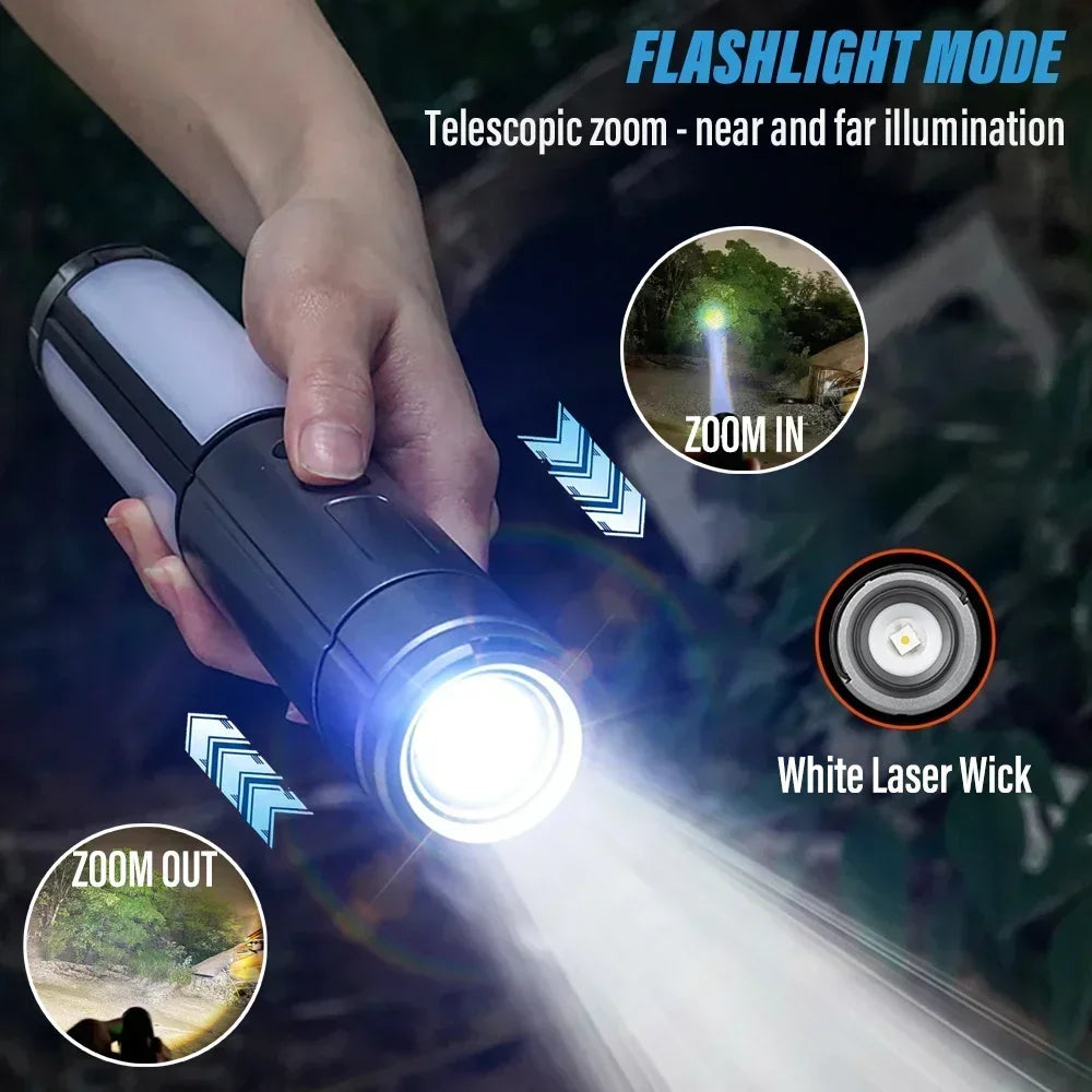 Faltbares Campinglicht – per USB wiederaufladbare Taschenlampe und Teleskoplaterne mit Standfuß