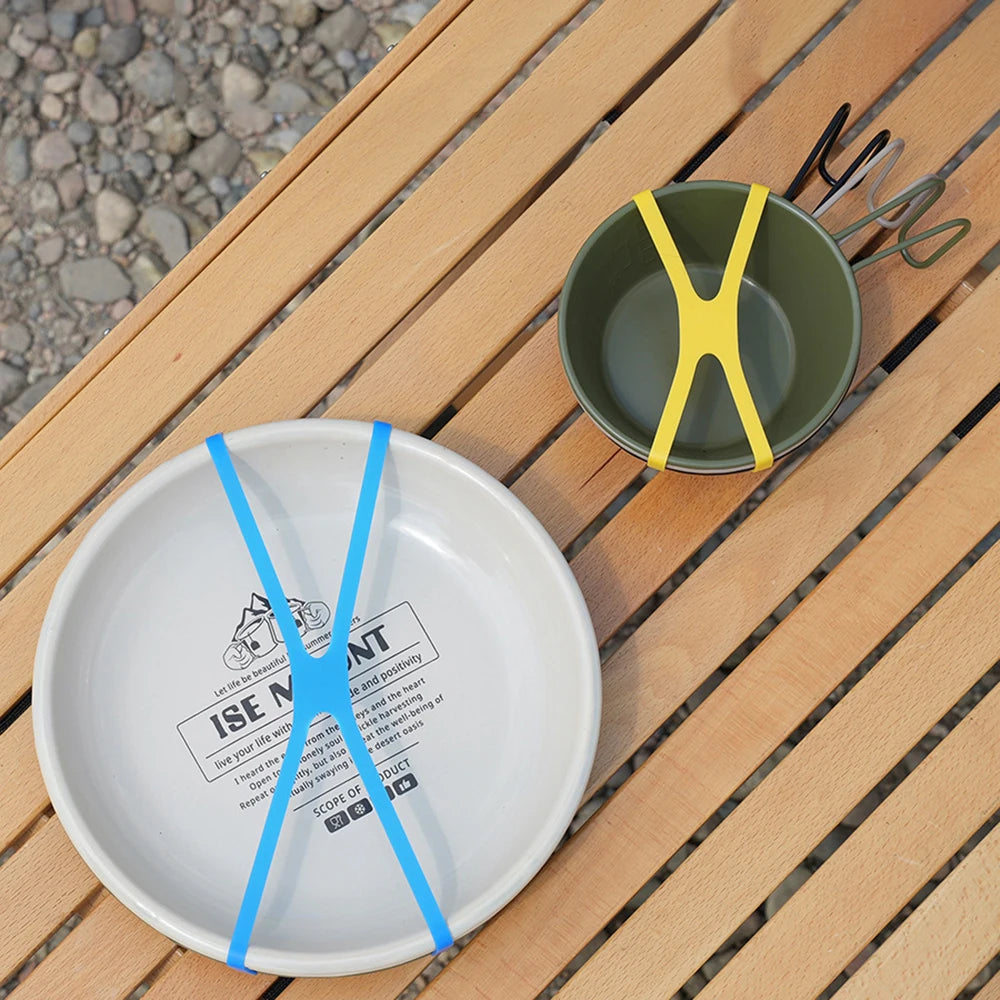Outdoor-Camping-Silikon-Gummiband – H-förmiger, schnittfester Aufbewahrungsgurt für Besteck und Werkzeuge