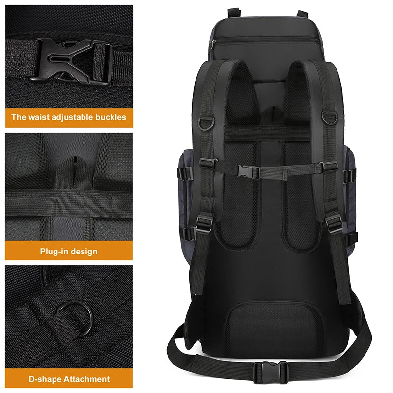 Grote 90L Outdoor Rugzak – Militaire Reistas voor Hiking, Kamperen & Bergbeklimmen | Nylon Rucksack voor Heren & Dames