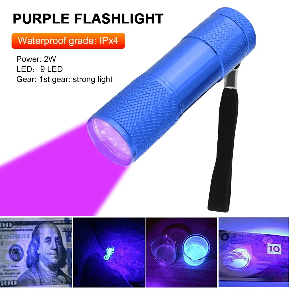 Mini-UV-Taschenlampe – 395 nm LED-Ultraviolett-Taschenlampe mit Zoomfunktion zur Inspektion und Fleckenerkennung