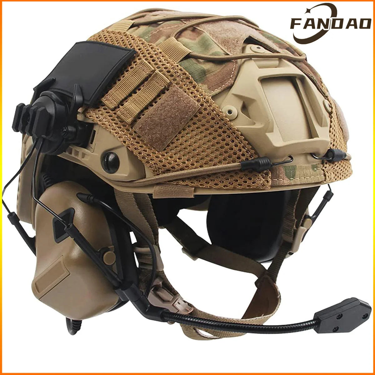 Airsoft FAST Helm Set – Tactische Helm met Headset en Helmovertrek voor Cosplay, Paintball en Jacht