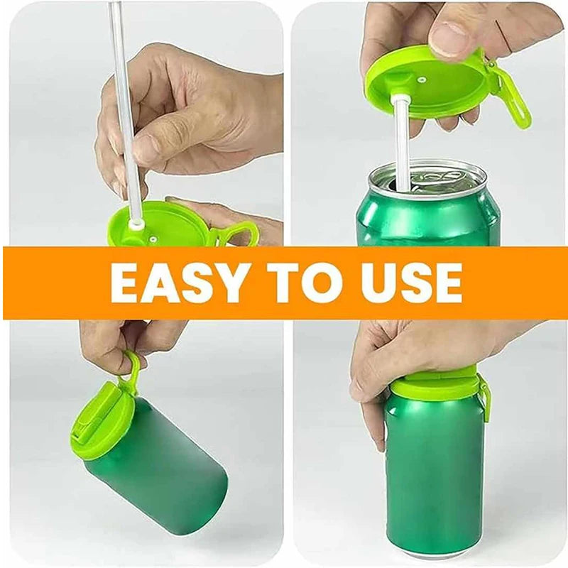 2-Color Silicone Can Lids with Straws – BPA Free, Reusable Accessories for Soda, Beer and Juice Cans