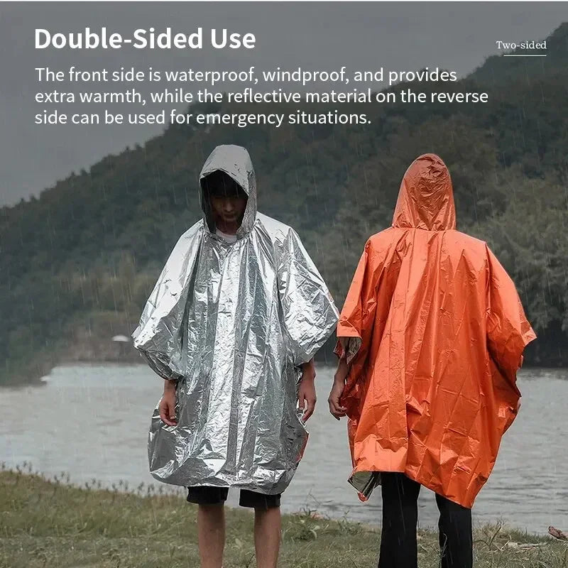 Multifunctionele Regenjas voor Buiten – Waterdichte Overlevingsjas, Reflecterende Kleding voor Camping & Noodsituaties