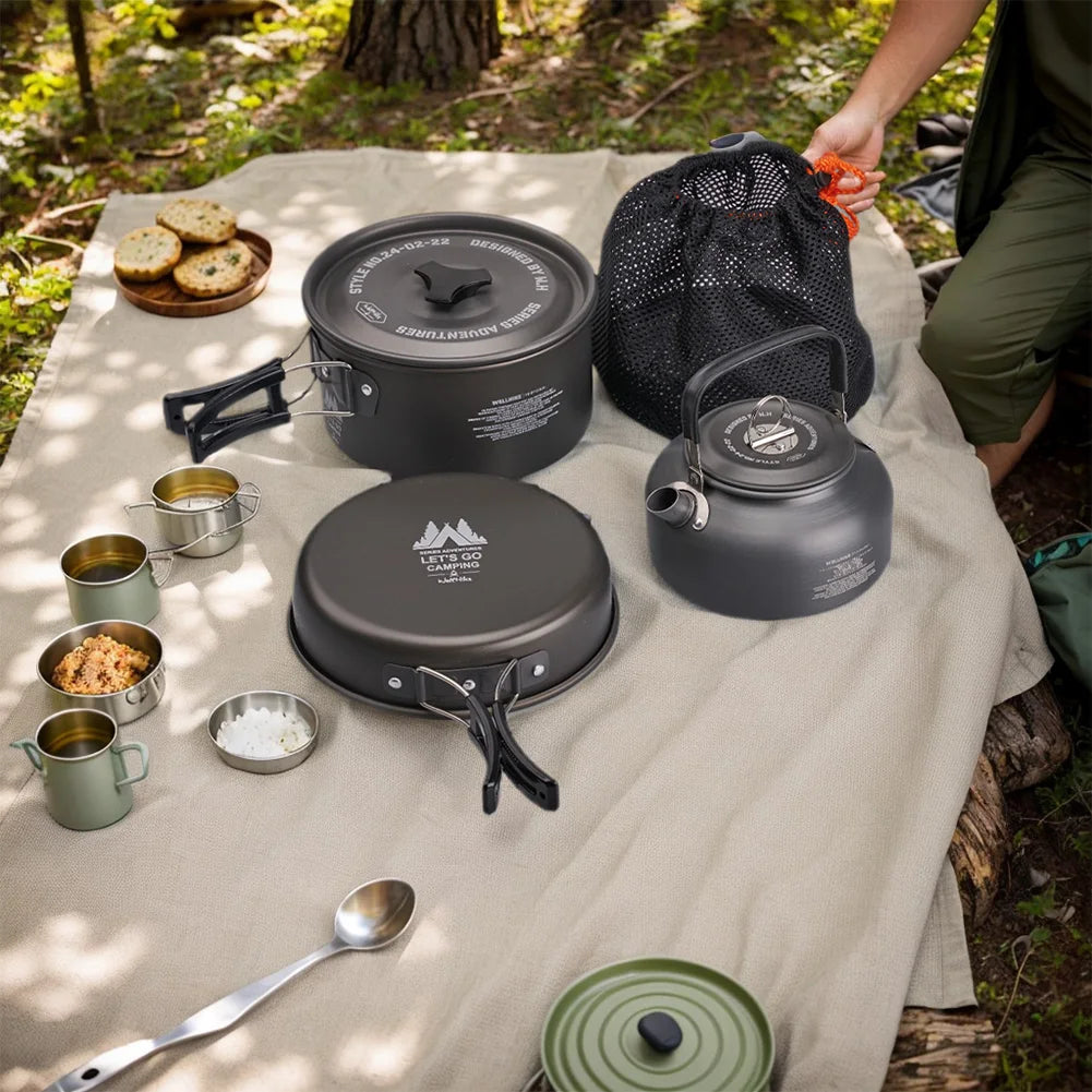 Camping Kookset met Waterketel & Draagbare Kooktoestel – Outdoor Kookgerei