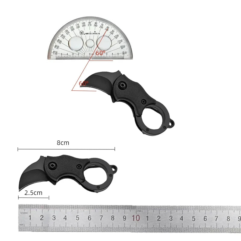 Mini-Schlüsselanhänger-Taschenmesser – kompaktes Campingmesser aus Edelstahl – EDC-Werkzeug mit Kette