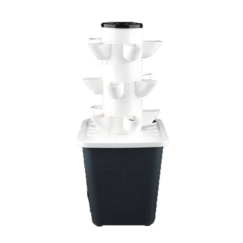 DIY Vertical Tower Planters - 5 Holes, Detachable PP Colonization Cups, Indoor Hydroponic Growing System