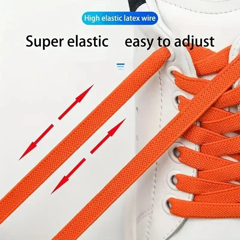 8 mm elastische Schnürsenkel zum Binden – flache Schnürsenkel mit Druckknopfverschluss für Turnschuhe und Freizeitschuhe