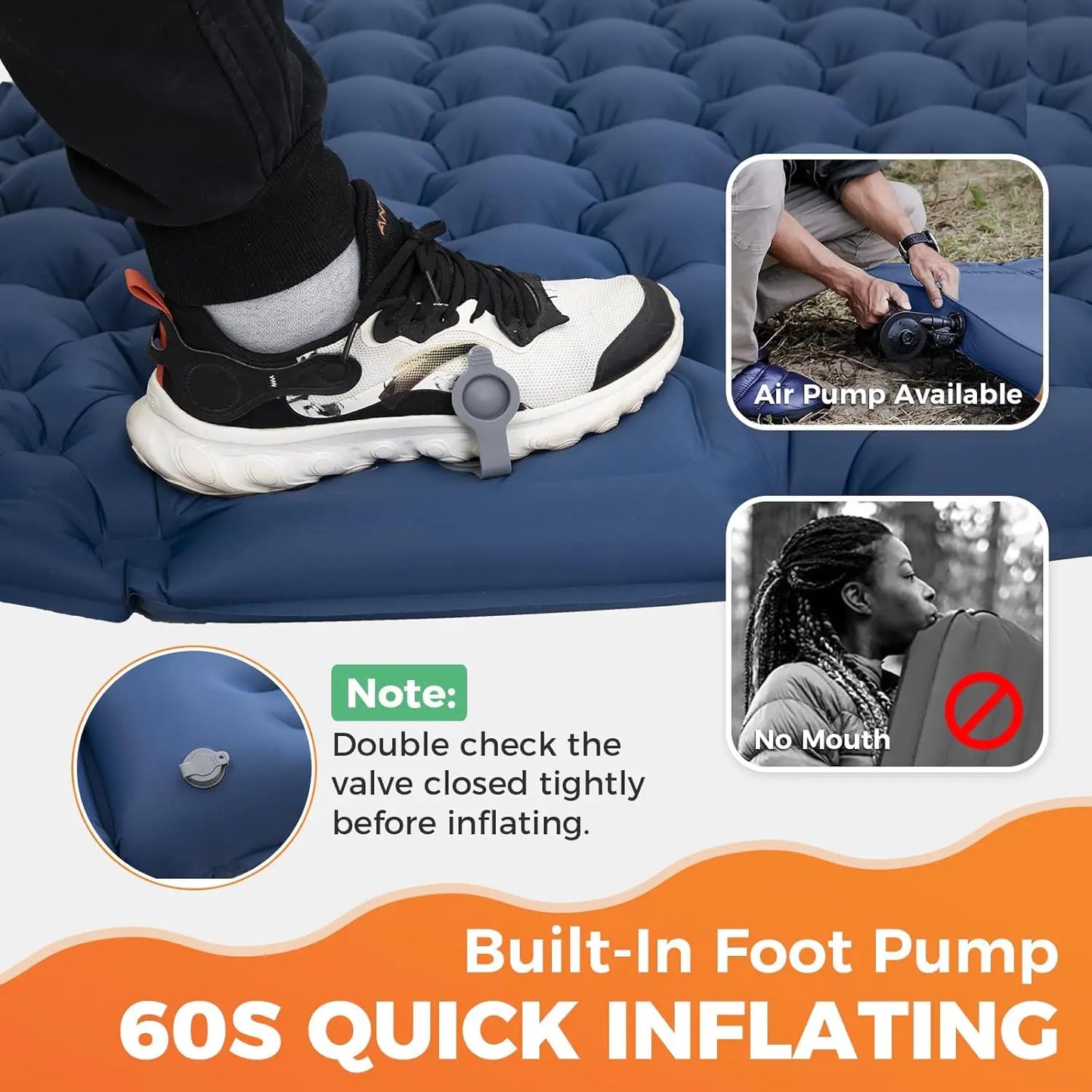 Doppelte aufblasbare Campingmatratze – extra breite, ultraleichte Isomatte mit integrierter Pumpe