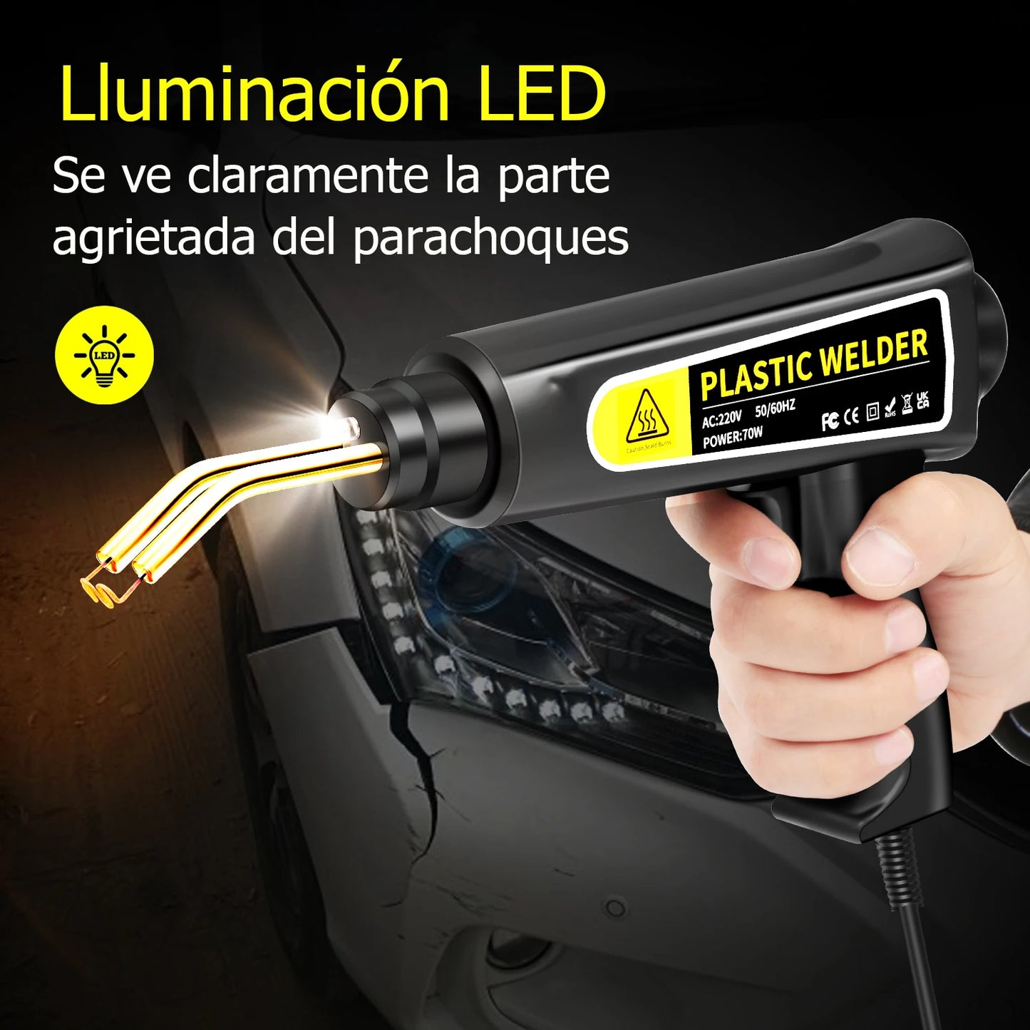 70W Kunststof Lasapparaat – Bumper Reparatie Set, Warmtelaminator, 400x Reparatienagels, EU Plug