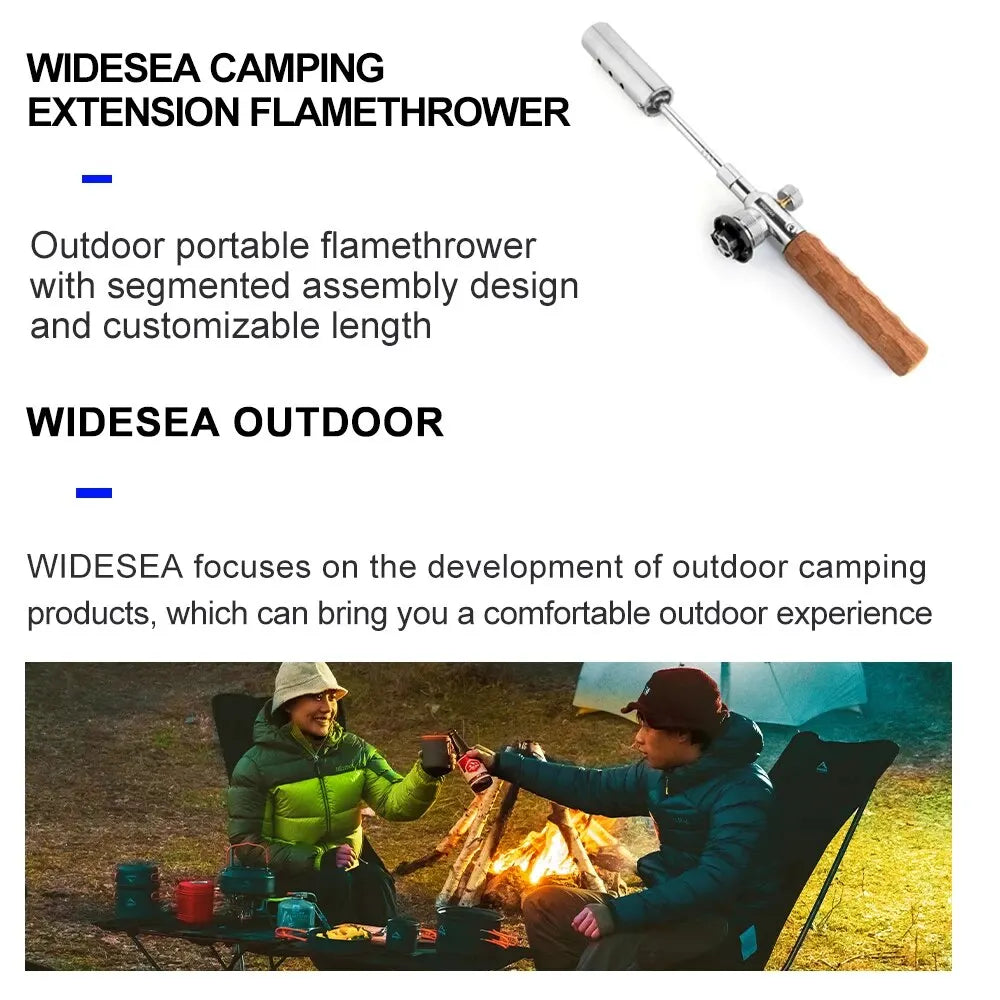 Camping Long Flame Igniter | Draagbare Gasbrandblazer met Houten Handvat voor BBQ, Picknick en Outdoor Koken