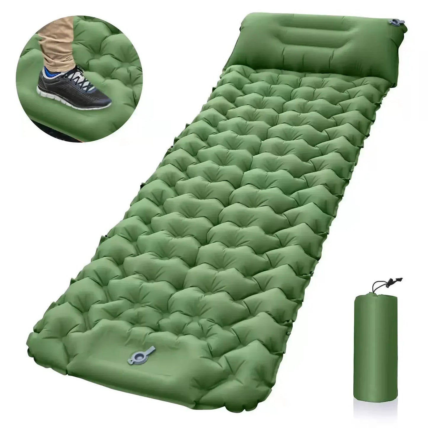 Aufblasbare Campingmatratze mit Kissen – ultraleichte, wasserdichte Schlafmatte für Outdoor-Aktivitäten