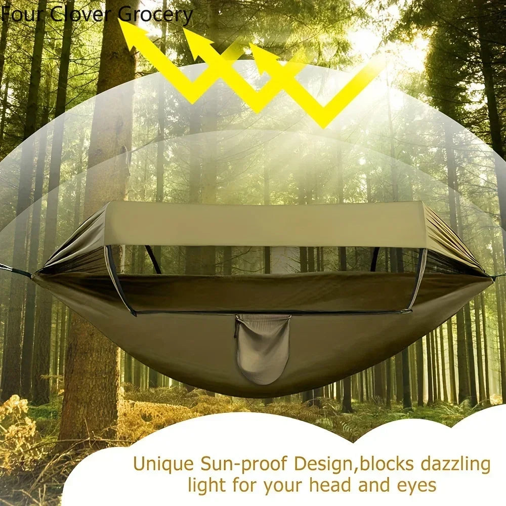 3-in-1 Camping Hammock with Mosquito Net and Sun Shelter – Durable Outdoor Hammock for Travel, Backpacking, and Parks