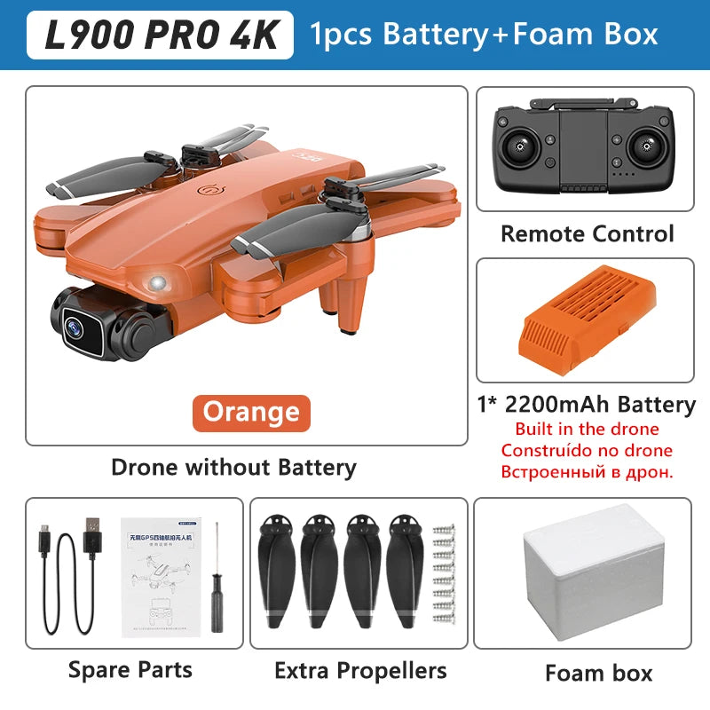 L900 PRO GPS-Drohne – 4K-Doppelkamera | 5G WLAN FPV | Faltbarer Quadrocopter mit bürstenlosem Motor