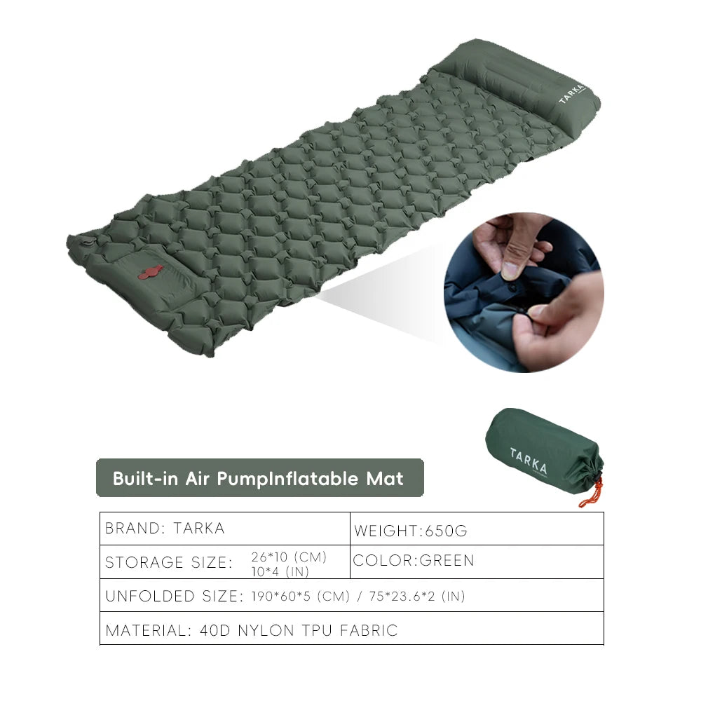 Inflatabele Campingmat met Kussen | Zelfopblazende Slaapmat voor Kamperen, Hiking en Klimmen