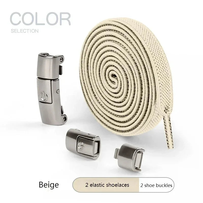 8 mm elastische Schnürsenkel zum Binden – flache Schnürsenkel mit Druckknopfverschluss für Turnschuhe und Freizeitschuhe
