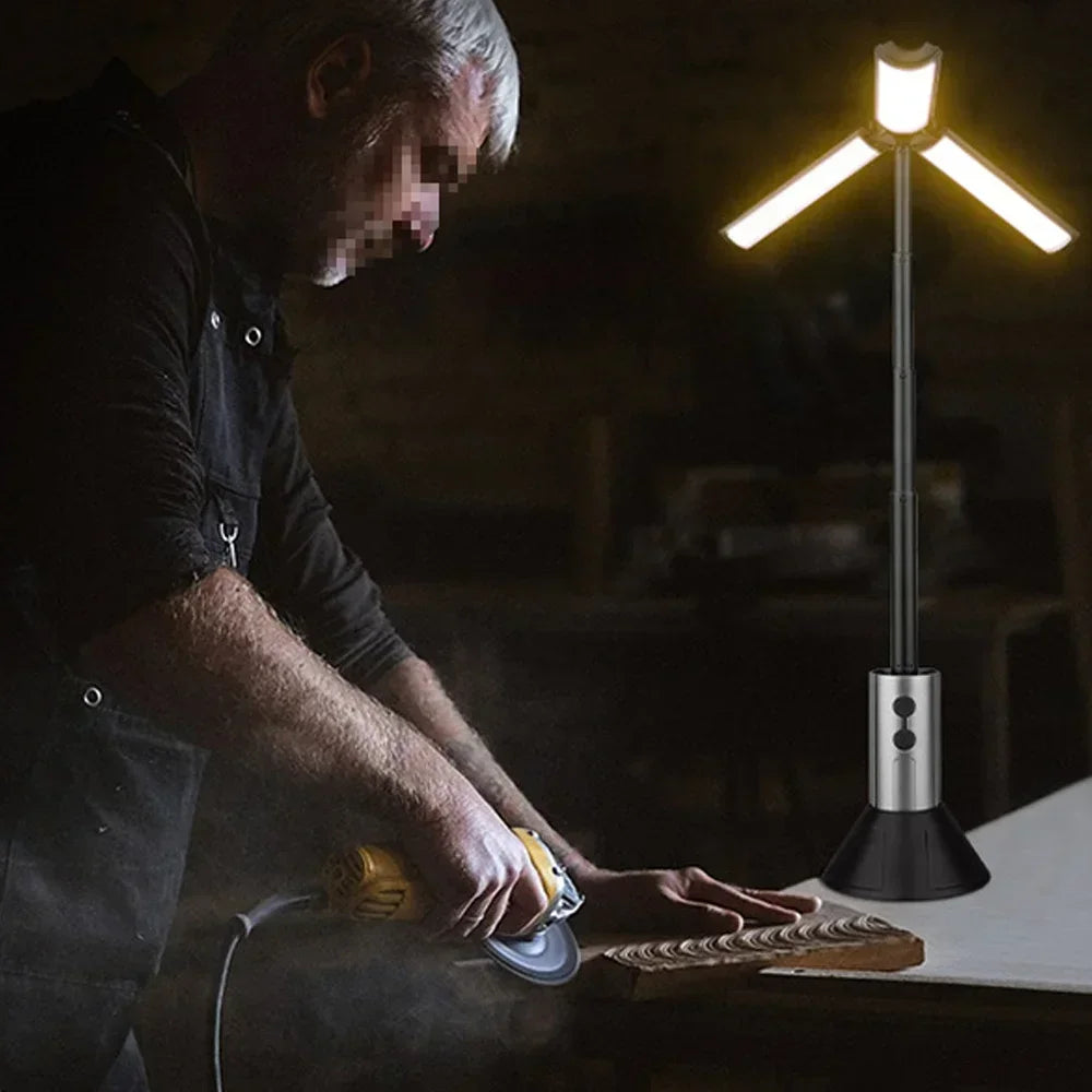 Faltbares Campinglicht – per USB wiederaufladbare Taschenlampe und Teleskoplaterne mit Standfuß