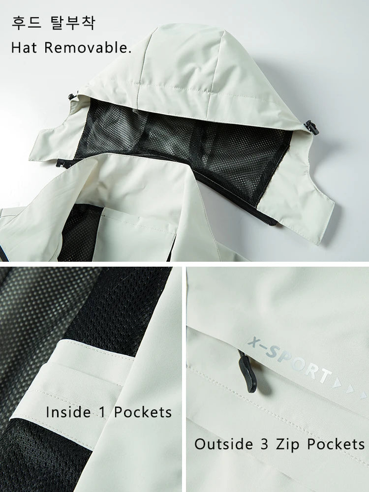 Casual Windbreaker Jas Heren – Waterdichte en Winddichte Outdoor Jas met Afneembare Capuchon voor Lente en Zomer
