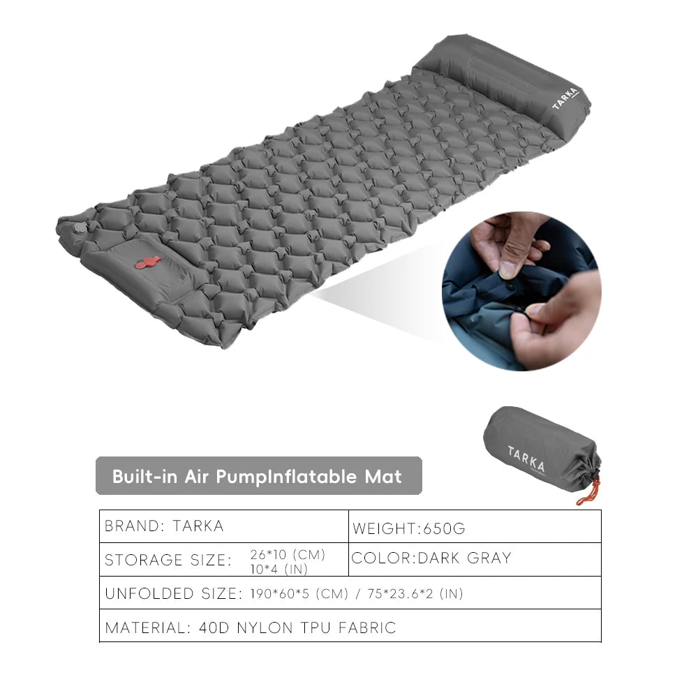 Inflatabele Campingmat met Kussen | Zelfopblazende Slaapmat voor Kamperen, Hiking en Klimmen