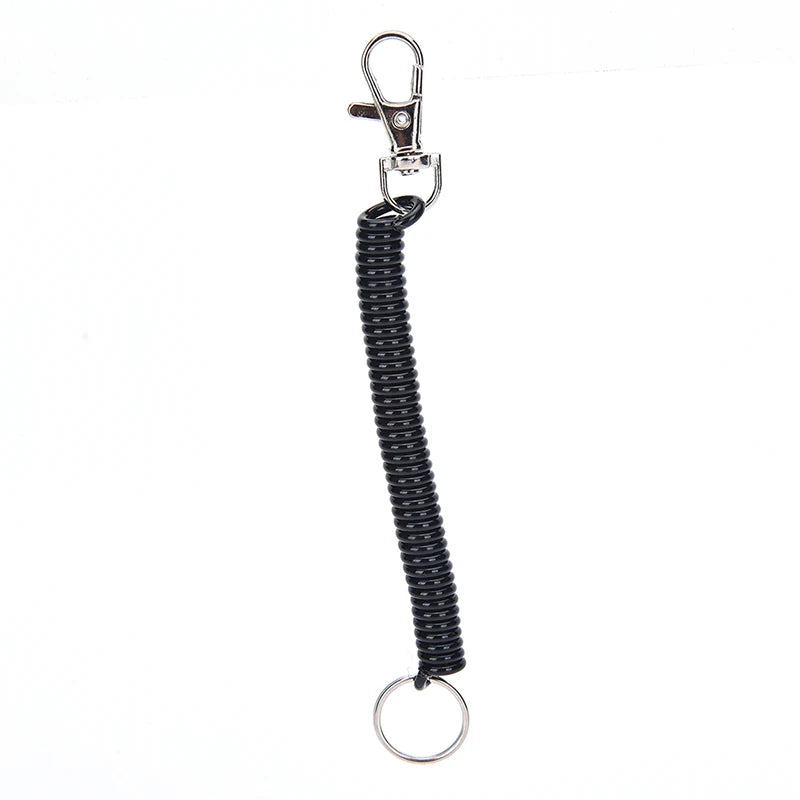 2x Tactische Intrekbare Sleutelhanger – Elastisch Spiraalkoord voor Camping, Hiking & Uitrusting Beveiliging