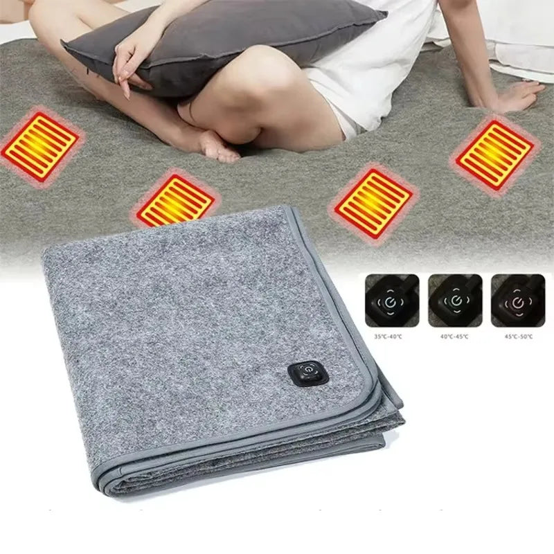 USB Elektrische Deken – Verwarmd Matje met Drie Temperatuurstanden, Zachte en Veilige Verwarmingsmat voor Camping en Outdoor