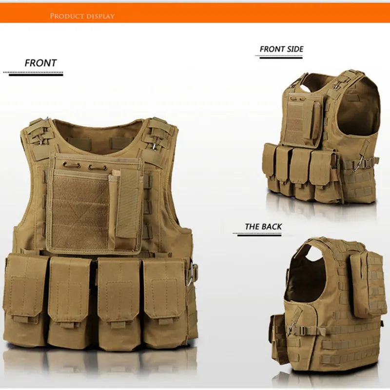Tactisch Vest – MOLLE Assault Airsoft Vest, Outdoor Jachtuitrusting, Camouflage Veiligheidsvest