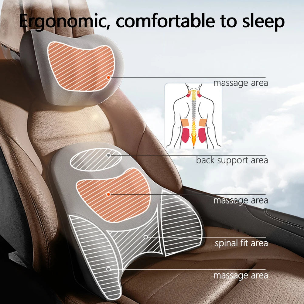 Elektrisch massagekussen auto – Vibrerende lendensteun & nekkussen – Ergonomische autostoel ondersteuning