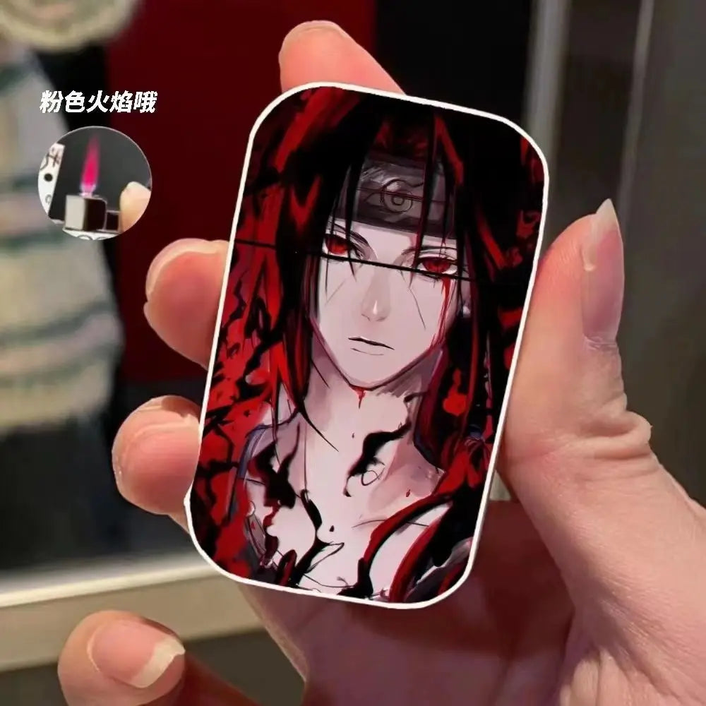 Naruto Anime Lichter – Creatieve Metalen Windproof Elektronische Aansteker met Roze Vlam, Perfect Cadeau voor Jongens en Fans