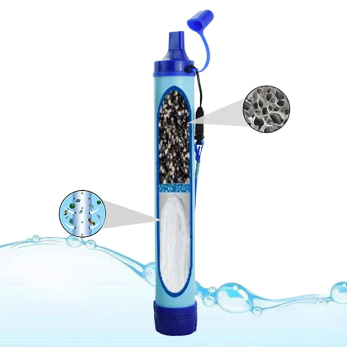 Draagbare Outdoor Waterzuiveringsrietje - Noodfilter voor Kamperen, Wandelen en Survival