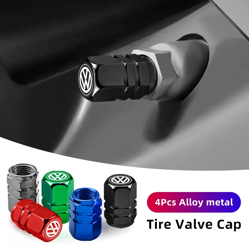 4 stuks aluminium ventieldoppen – Stofdichte autoband covers – Geschikt voor VW GTI, Polo, Golf, Passat, Tiguan, Arteon, Touareg, Taigo, Caddy, Jetta