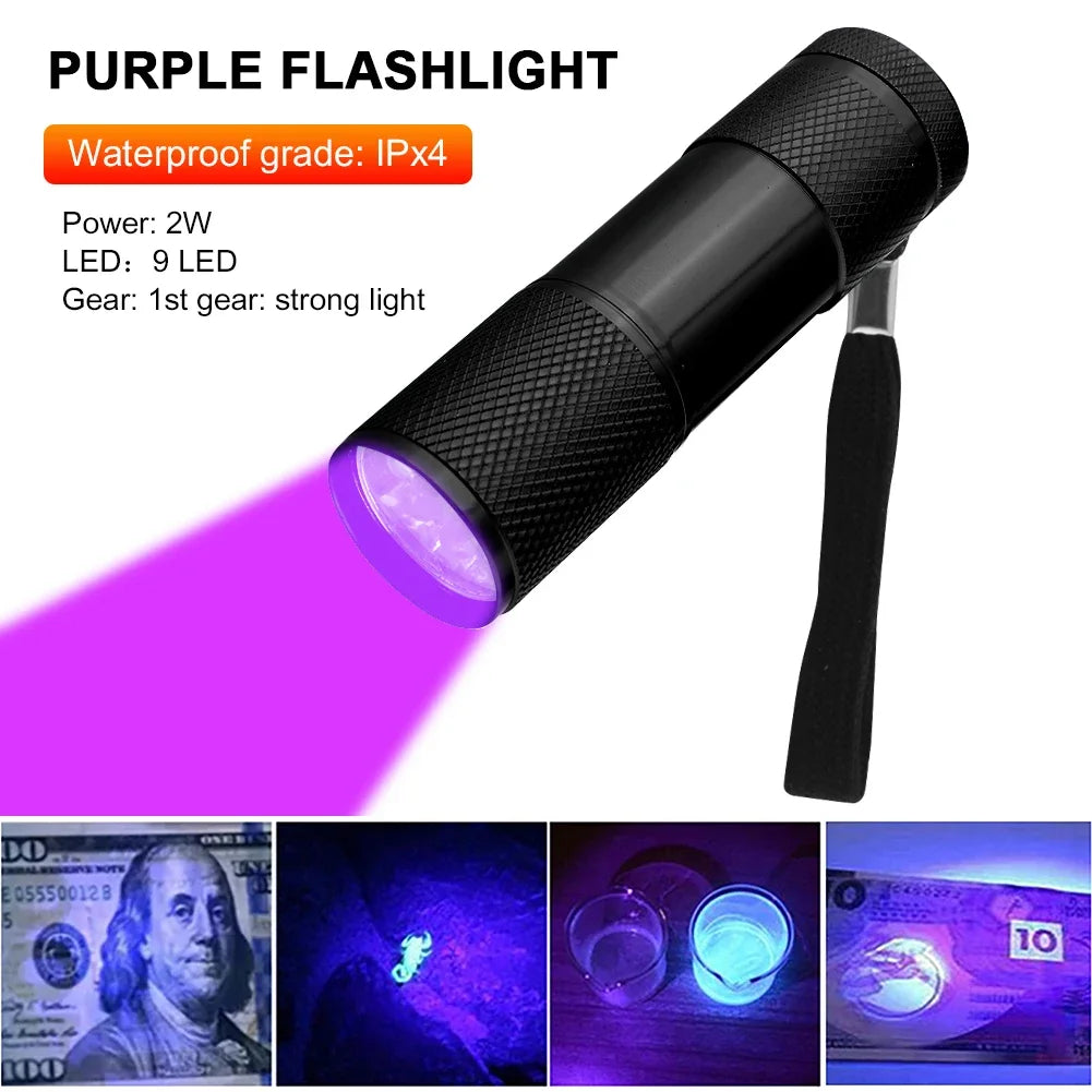 Mini-UV-Taschenlampe – 395 nm LED-Ultraviolett-Taschenlampe mit Zoomfunktion zur Inspektion und Fleckenerkennung
