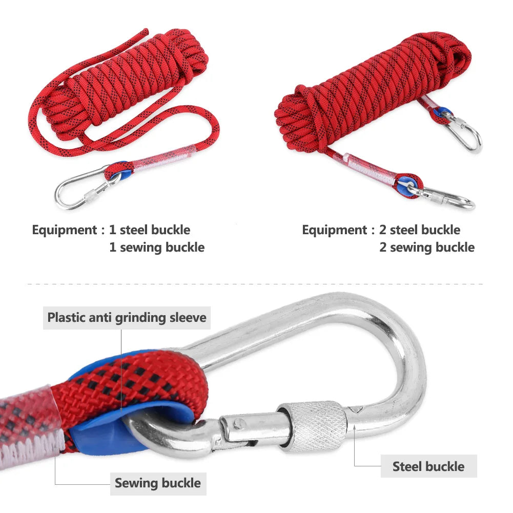 Zware Klimtouw 12mm - Paracord met Karabijnhaak voor Outdoor, Camping & Survival