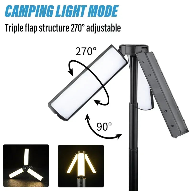 Faltbares Campinglicht – per USB wiederaufladbare Taschenlampe und Teleskoplaterne mit Standfuß
