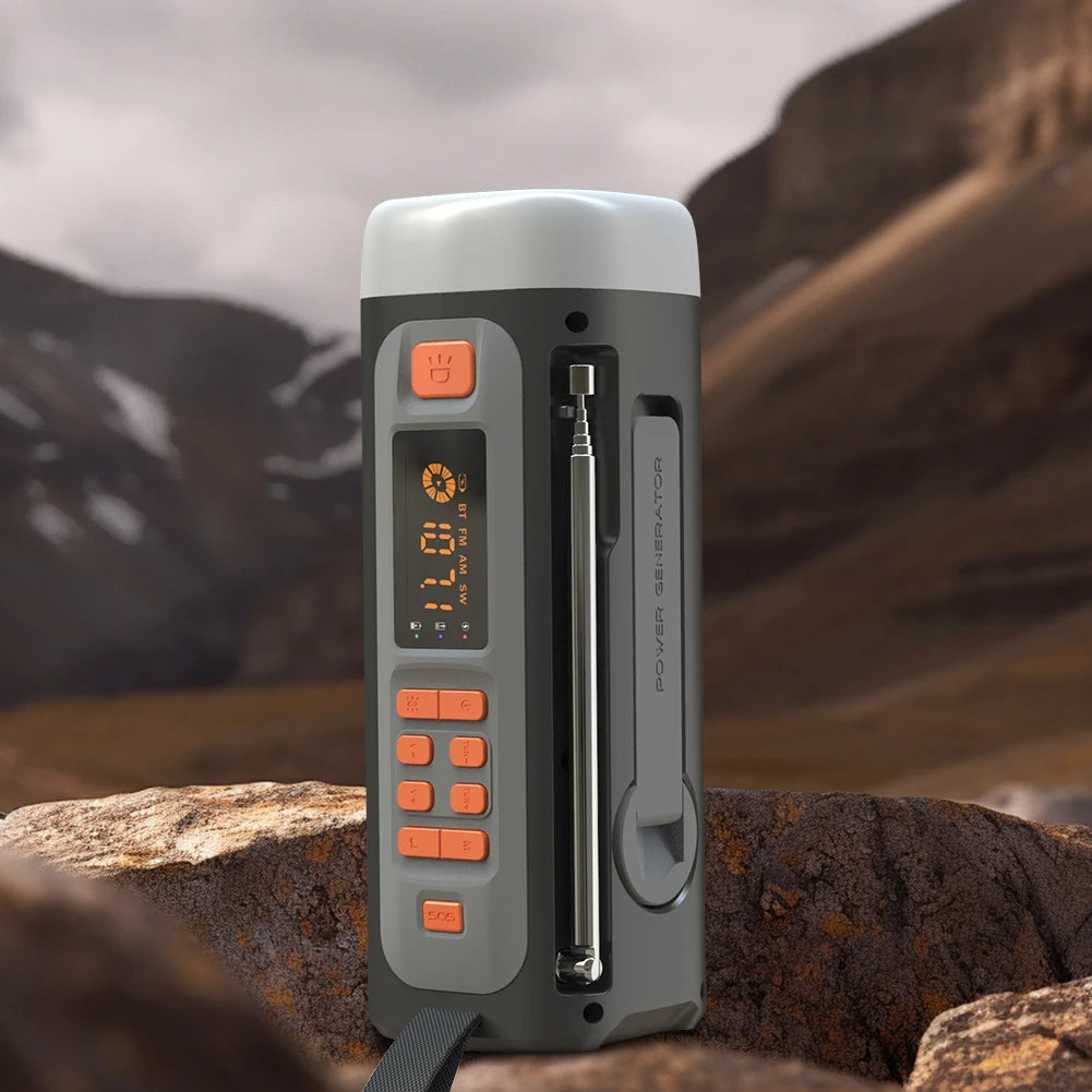 4500mAh Noodradio met Campinglantaarn & Bluetooth Speaker | USB-C / Zonne-energie / Hand Crank Oplaadbaar