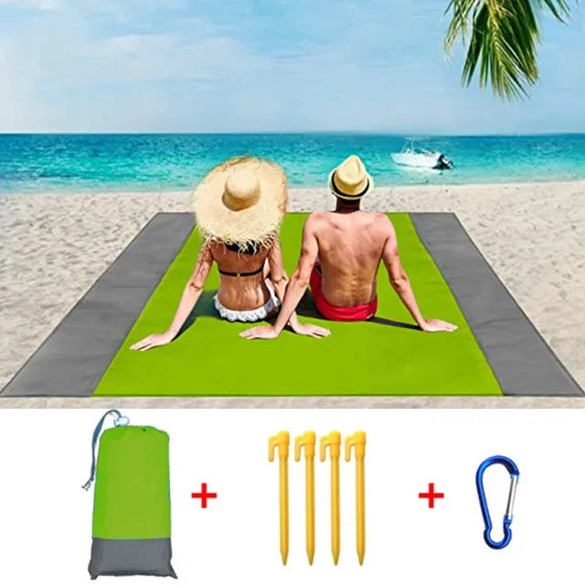 Oversized Beach Towel Mat, Sand-Free en Waterdichte Strandmat, Winddichte Picnic Deken met 4 Haringen voor Buiten en Kamperen