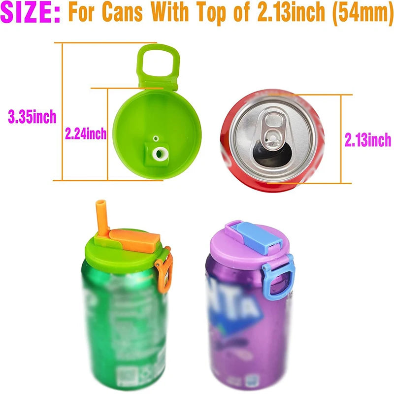 2-Color Silicone Can Lids with Straws – BPA Free, Reusable Accessories for Soda, Beer and Juice Cans