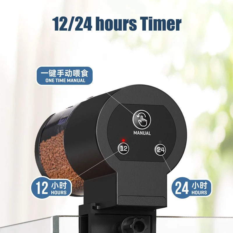 Automatische Aquarium Voederautomaat – Timerfunctie & 100ml Reservoir voor Vissenvoer