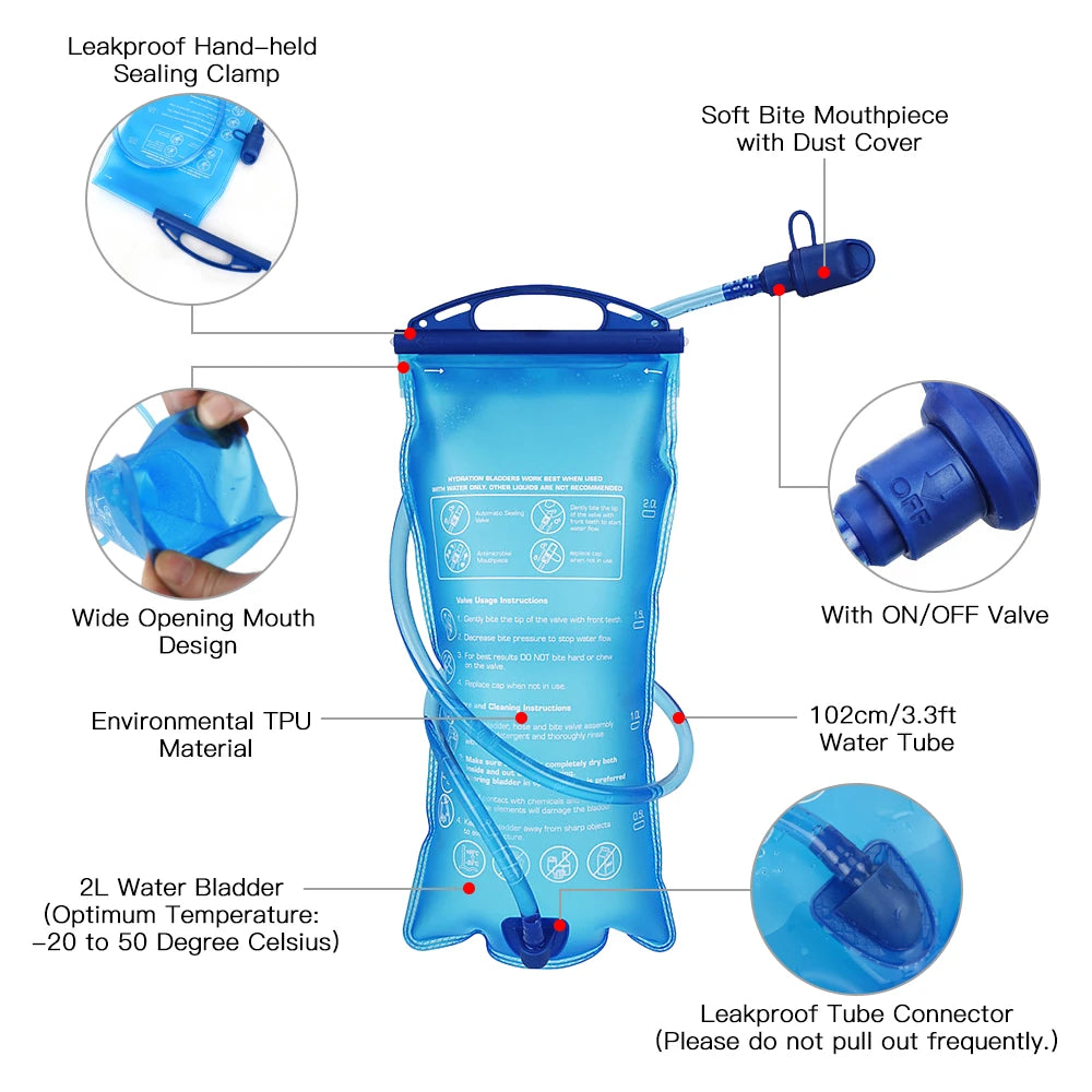 Hydratatie Rugzak met 2L Waterzak – Lichtgewicht & Ademend voor Outdoor Sporten