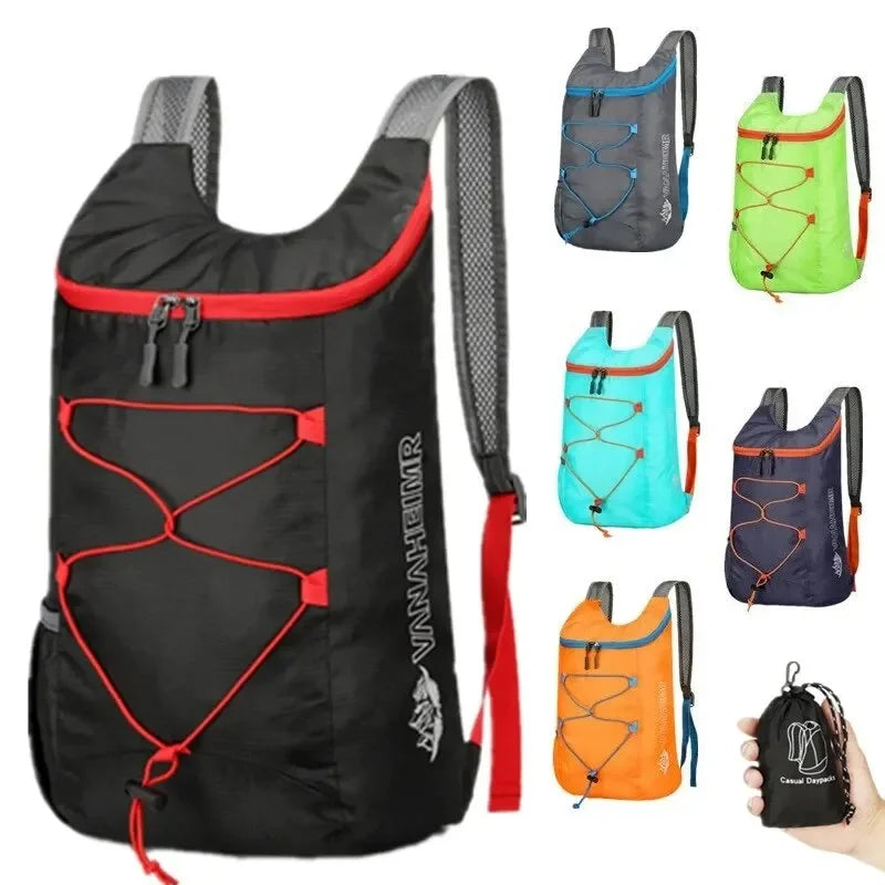 Opvouwbare Outdoor Rugzak 20L – Lichtgewicht & Waterdichte Backpack van Nylon voor Hiking, Reizen & Kamperen