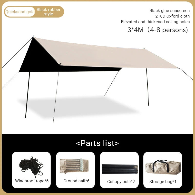 Camping Tarp – Zonnescherm & Regenbescherming voor 2-12 Personen