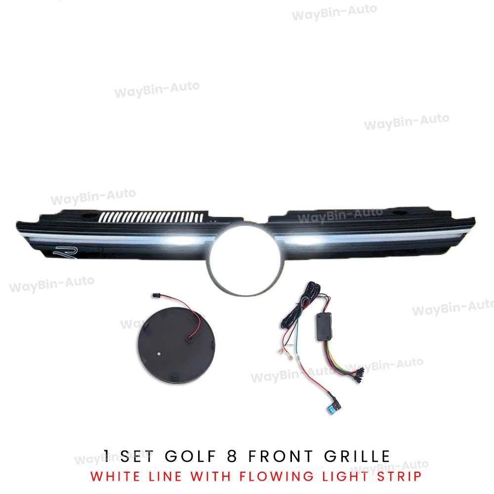 VW Golf MK8 GTI R Style Body Kit – Frontgrill-Upgrade mit LED-Lichtleiste