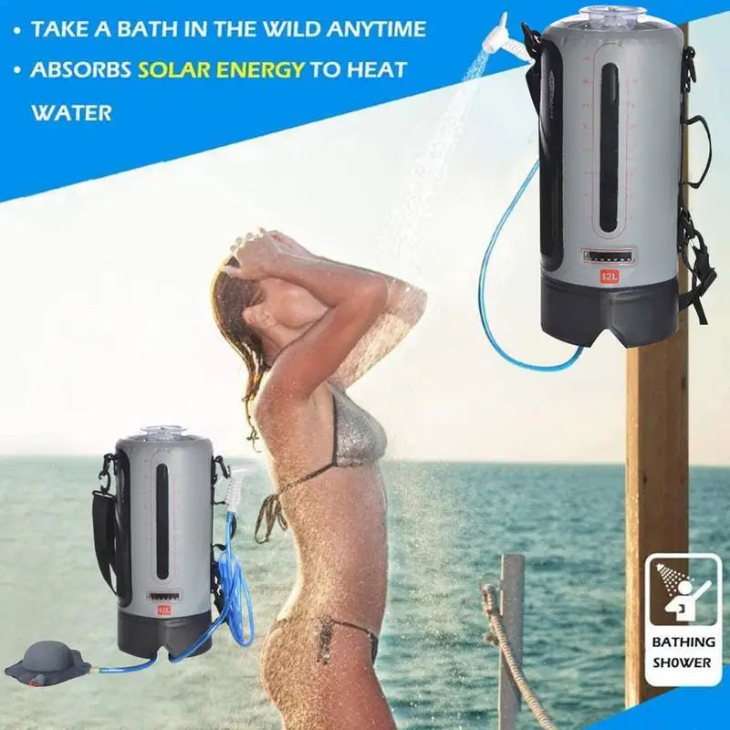 Draagbare Camping Douche – 12L Outdoor Douchezak met Voetpomp & Warmwaterfunctie