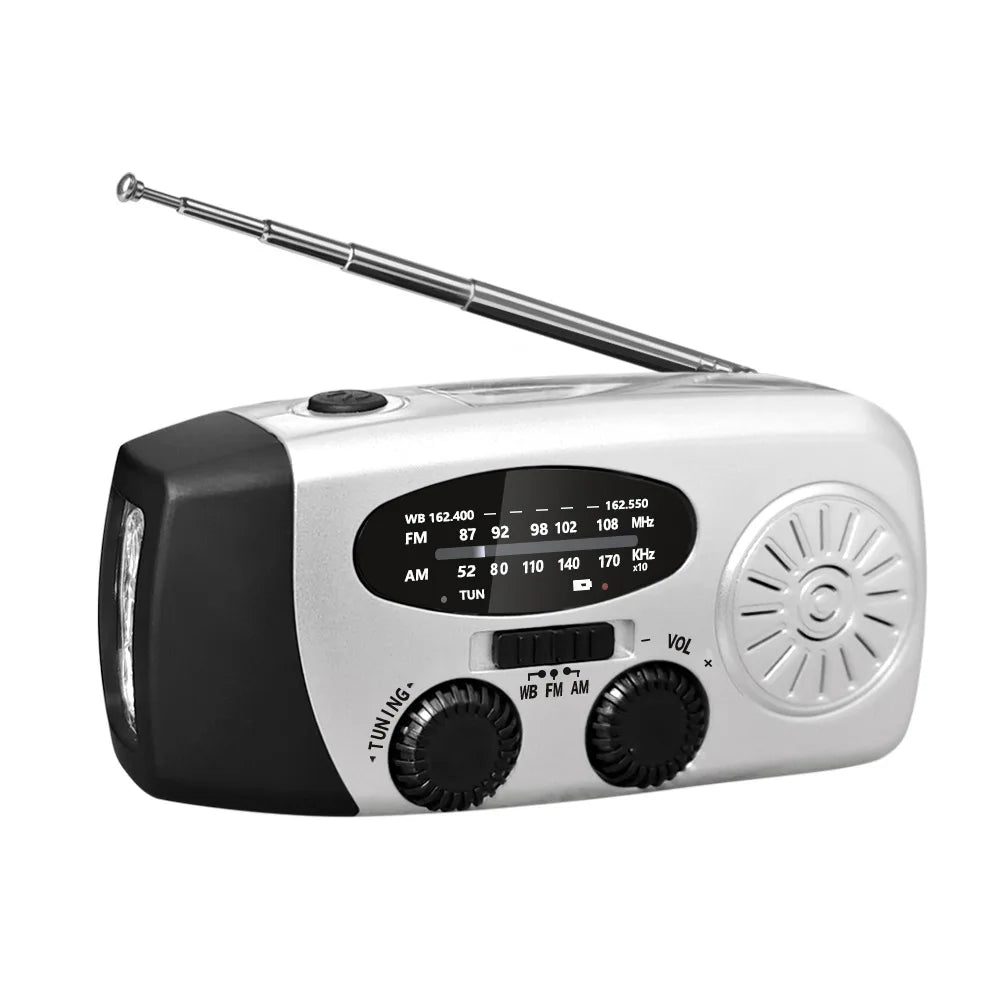 Handkurbel- und Solar-Wetterradio – 2000 mAh AM/FM/NOAA-Notfallradio mit Powerbank und Taschenlampe