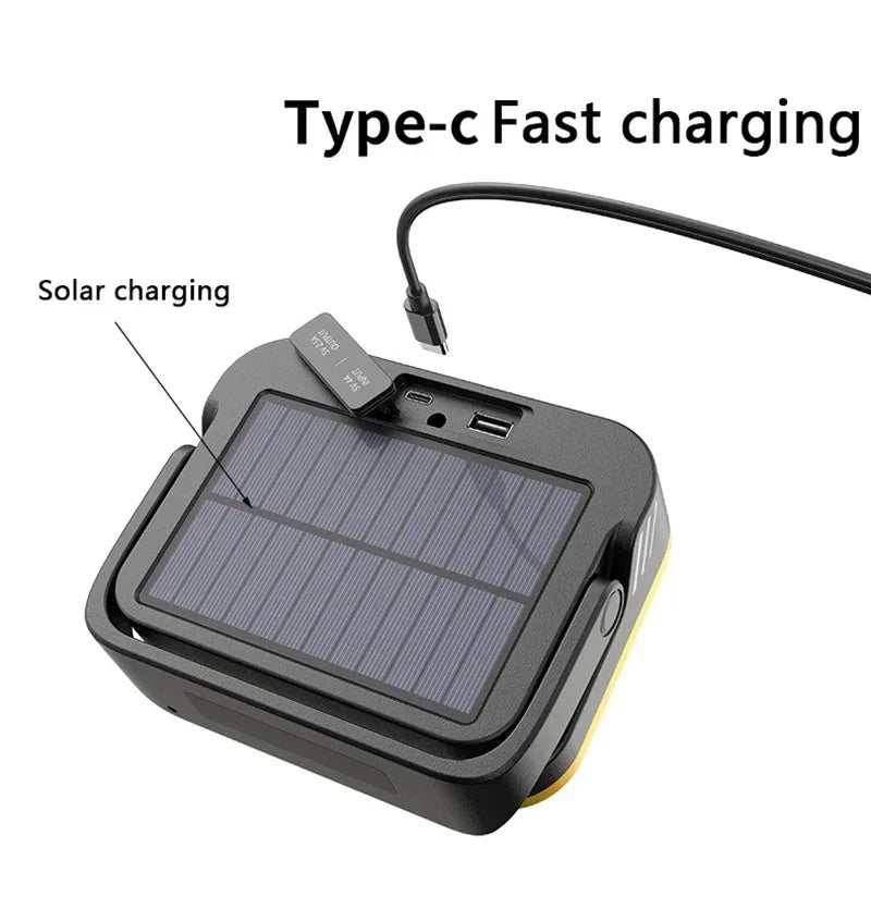 Draagbare Campinglamp | Zonne-energie Spotlamp | Waterdichte LED Werklamp | 7500mAh Oplaadbare Zaklamp
