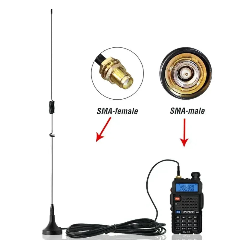 UT-106UV Magnetische Antenne für Auto – VHF/UHF-Dualband – SMA-Buchse für Baofeng und andere Walkie-Talkies
