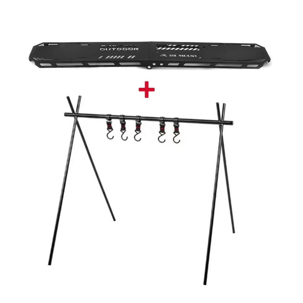 Vouwbare Camping Tripod Top Plate | Hoge Sterkte Camping Rack met Ophanggaatjes voor BBQ, Picknick en Hiking