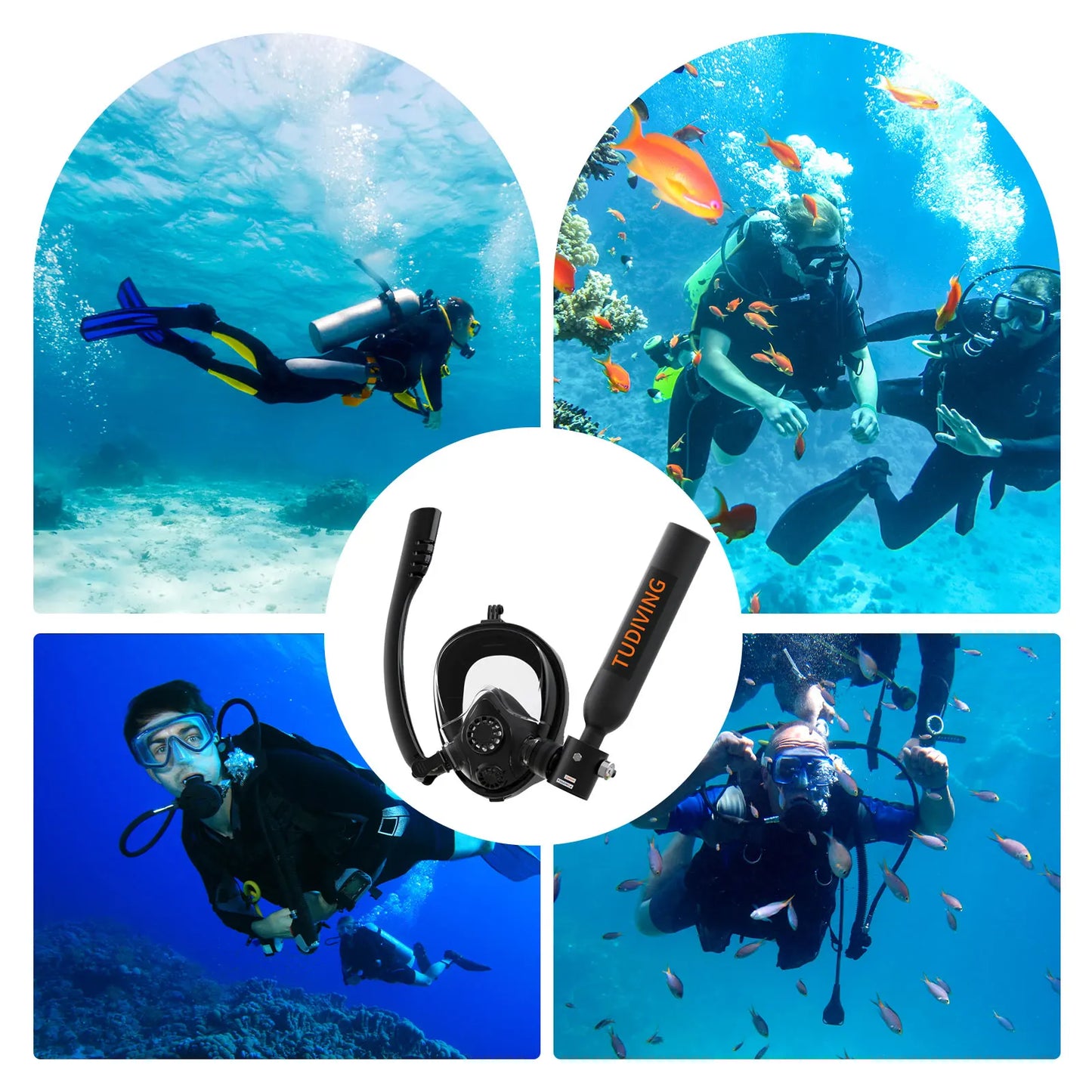 0.5L Scuba Diving Tank Set - Mini Zuurstofcilinder met Volledige Snorkelmasker, Draagbare Reis Duikset voor Scuba Duiken