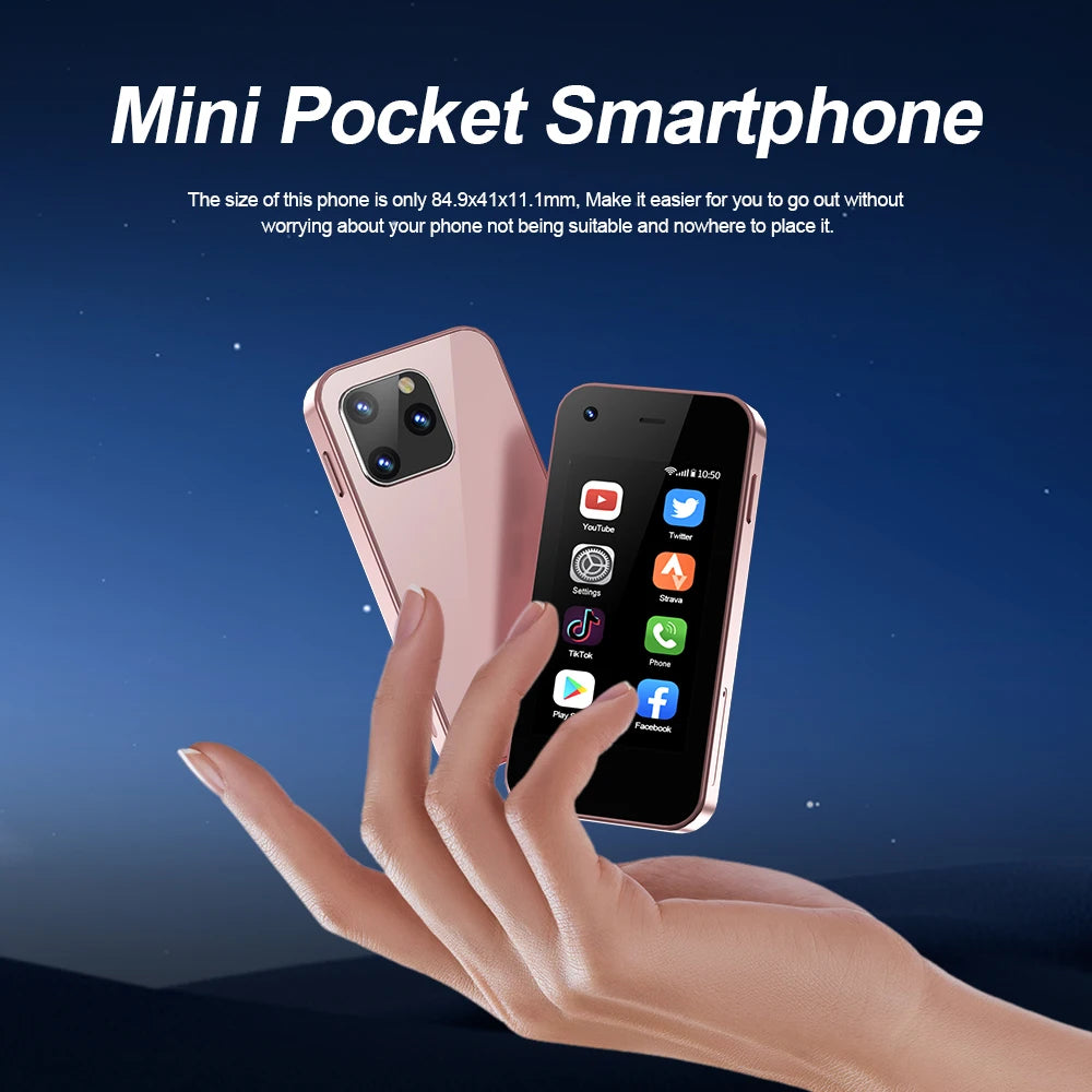 KING5000 Mini Smartphone – Android 9.0, 3G Dual SIM, 2.5'' IPS Scherm, 16GB ROM – Compacte Pocket Smartphone met Play Store