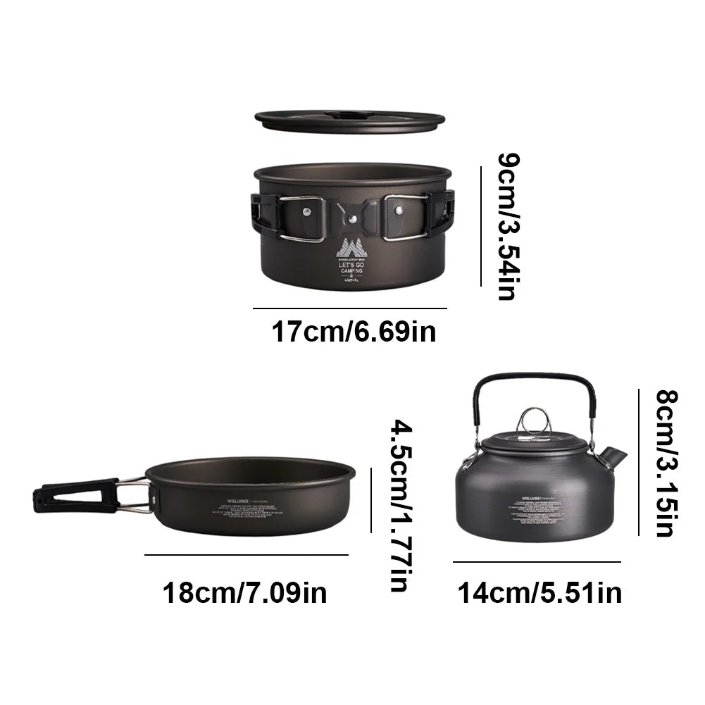 Camping Kookset met Waterketel & Draagbare Kooktoestel – Outdoor Kookgerei