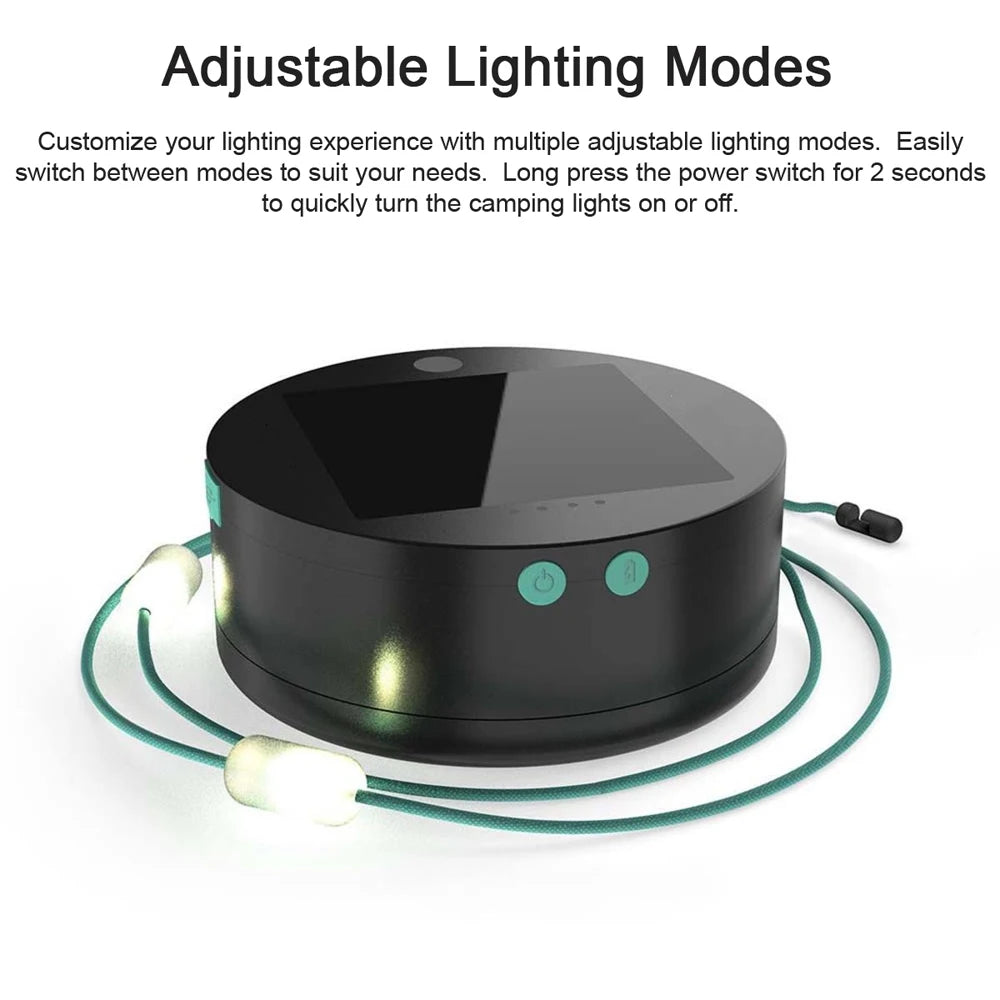 18ft Solar Camping String Lights – 20 LED’s | Oplaadbaar & Waterdicht | Met Powerbank & Verstelbare Lichtstanden